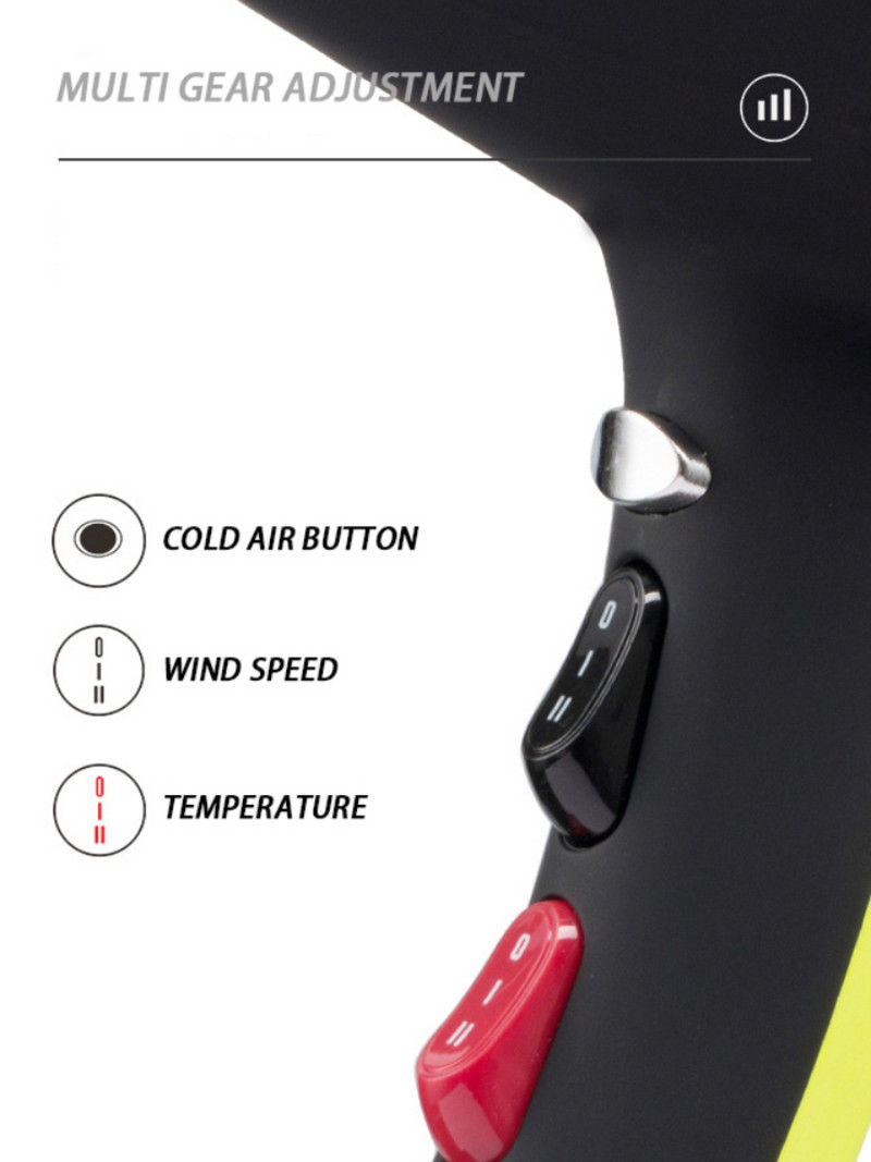 Fekete ionos hajszárító fúvókával Hajfésű fésű Szuper Erős Anion 2300W Professzionális fodrászfelszerelés Styling Tools