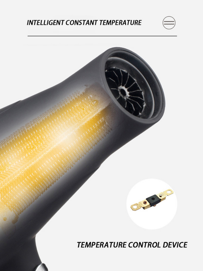 Fekete ionos hajszárító fúvókával Hajfésű fésű Szuper Erős Anion 2300W Professzionális fodrászfelszerelés Styling Tools