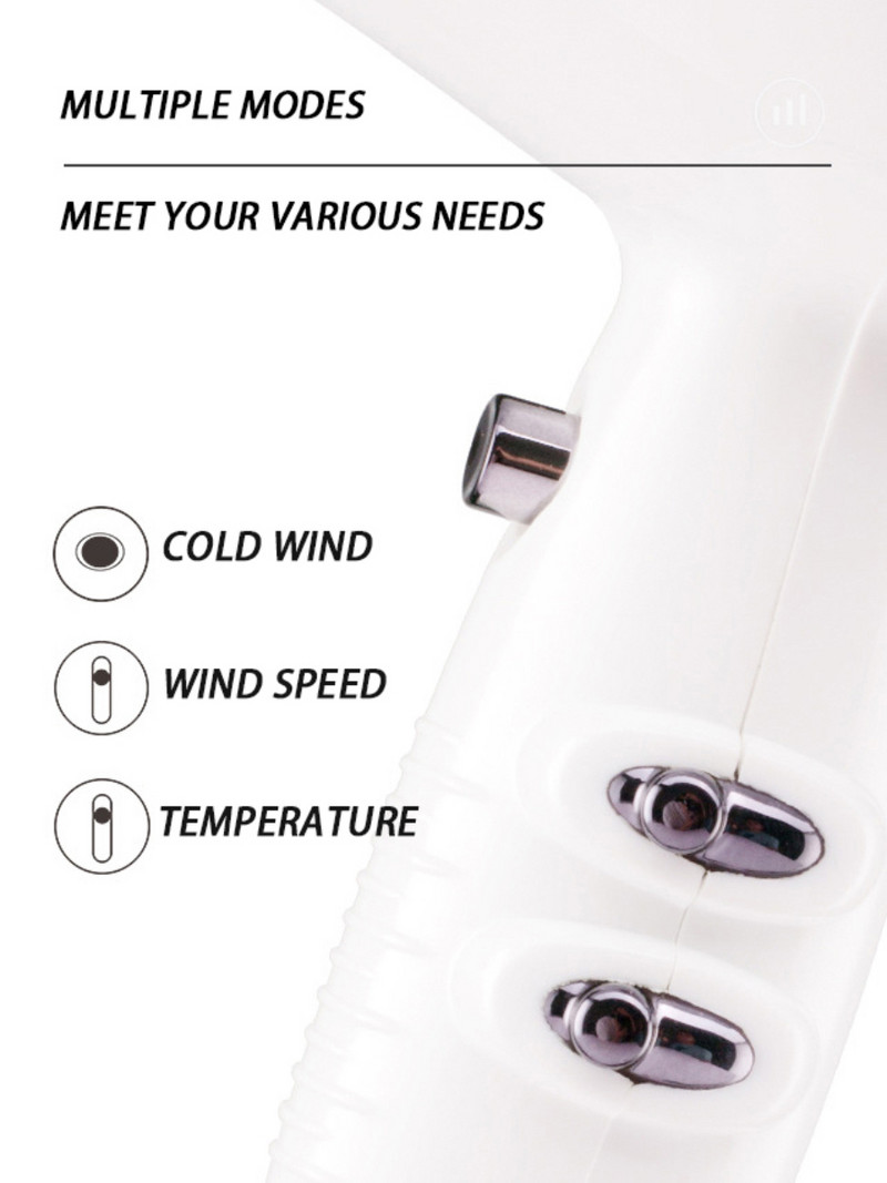 Professionaalne valge föön koos Collectori kuuma õhu kammiharjaga kaasaskantav puhur ülitugev salongivarustus juuksurile