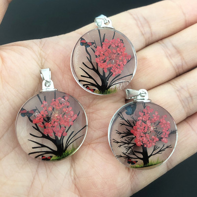 3 τμχ Διαφανές Life Tree Glass Flower Charms Eternal Conserved Fresh Αποξηραμένο λουλούδι μενταγιόν για Κολιέ κατασκευής κοσμημάτων