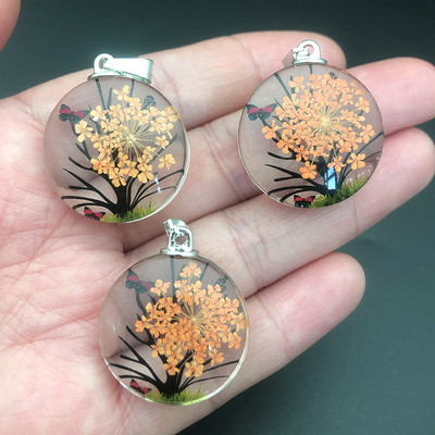 3 τμχ Διαφανές Life Tree Glass Flower Charms Eternal Conserved Fresh Αποξηραμένο λουλούδι μενταγιόν για Κολιέ κατασκευής κοσμημάτων