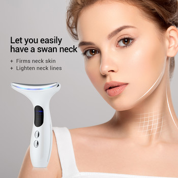 Λαιμός Αντιρυτιδική Συσκευή Ανύψωσης Προσώπου Ομορφιάς Θεραπεία LED φωτονίων Περιποίηση δέρματος EMS Tighten Massager Reduce Double Chin WrinkleRemoval