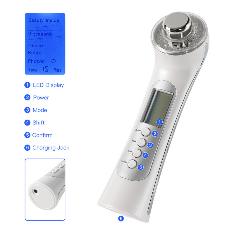 3MHz ultrazvučni 3 boje LED fotonski masažer za lice Galvanski ionski uređaj za uljepšavanje lica Alat za njegu i učvršćivanje kože