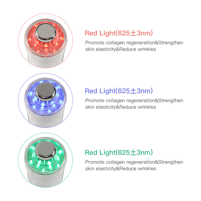 3MHz ultrazvučni 3 boje LED fotonski masažer za lice Galvanski ionski uređaj za uljepšavanje lica Alat za njegu i učvršćivanje kože