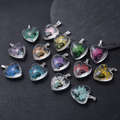 Srce prešano staklo Romantična prirodna biljka Očuvane svježe latice Privjesci Osušeni cvijet Životinjski uzorci Privjesak za izradu nakita