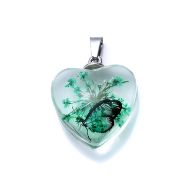 Srce prešano staklo Romantična prirodna biljka Očuvane svježe latice Privjesci Osušeni cvijet Životinjski uzorci Privjesak za izradu nakita