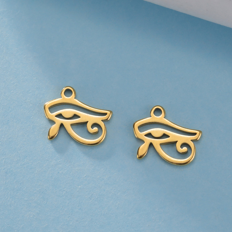 5 τμχ/παρτίδα The Eye Of Horus Ra Udjat Charms for Jewelry Making Ανοξείδωτο Ατσάλι Χρυσό Χρώμα DIY Χειροποίητο κολιέ μενταγιόν