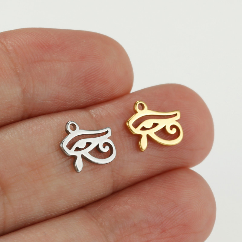5 τμχ/παρτίδα The Eye Of Horus Ra Udjat Charms for Jewelry Making Ανοξείδωτο Ατσάλι Χρυσό Χρώμα DIY Χειροποίητο κολιέ μενταγιόν