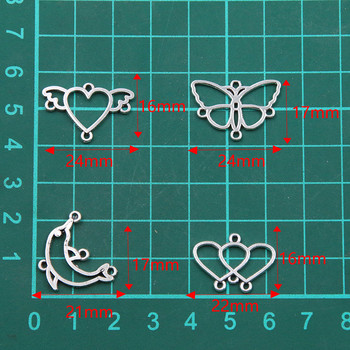 30Pcs 4 стила микс размер сплав метал куха пеперуда делфин сърце талисмани животински конектор за направи си сам огърлица изработка на бижута