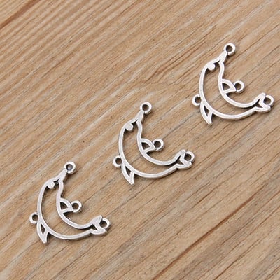 30 ks, 4 štýly, mix veľkostí, zliatiny kovu, duté motýle, delfín, srdce, prívesky na zvieratá, konektor pre DIY náhrdelníky, výrobu šperkov