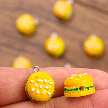 10 τμχ 17*20 χιλιοστά Cute Resin Hamburger Sandwich Charms Pendants Patch For DIY σκουλαρίκια Μπρελόκ Κατασκευή κοσμημάτων μόδας