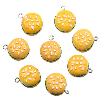 10 τμχ 17*20 χιλιοστά Cute Resin Hamburger Sandwich Charms Pendants Patch For DIY σκουλαρίκια Μπρελόκ Κατασκευή κοσμημάτων μόδας