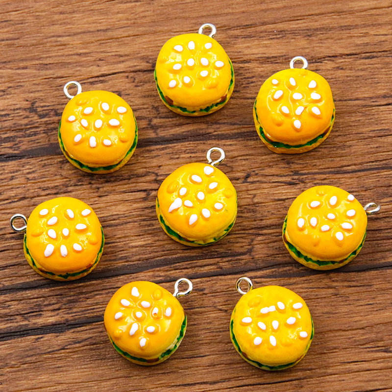 10db 17*20mm aranyos gyanta hamburger szendvicsbűvész medál tapasz barkács fülbevalókhoz kulcstartók divat ékszer készítés