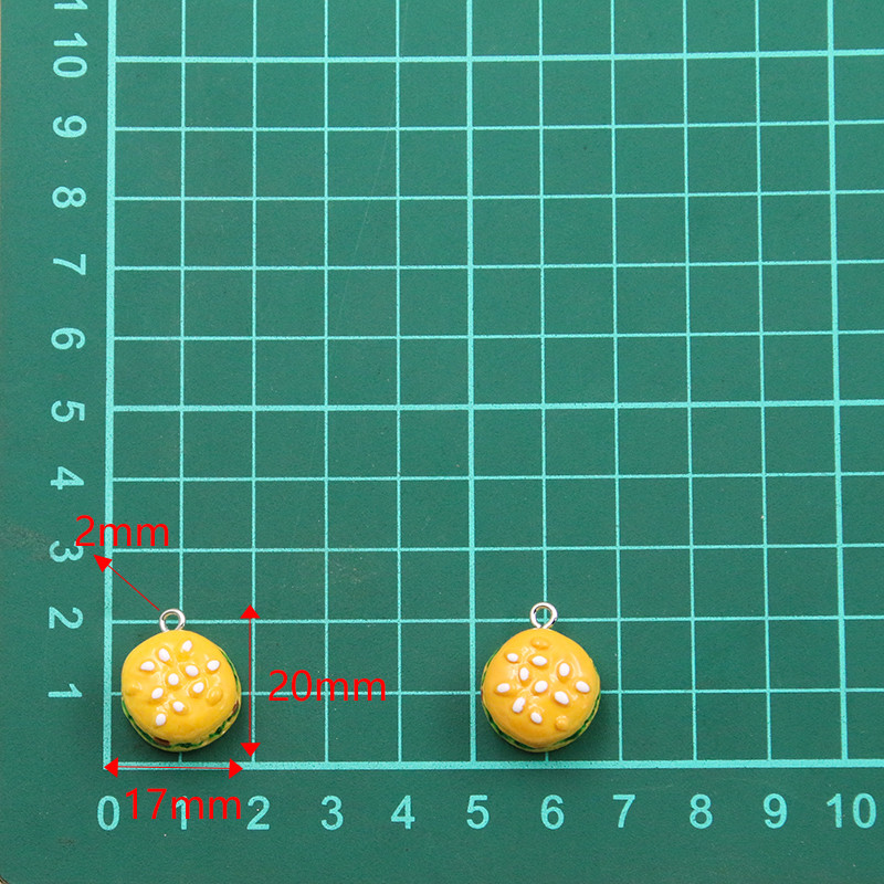 10db 17*20mm aranyos gyanta hamburger szendvicsbűvész medál tapasz barkács fülbevalókhoz kulcstartók divat ékszer készítés