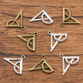 20 tk 17 * 24 mm metallisulamist kahevärviline joonlaud, kolmnurkne ümmargune võluripats ehete valmistamiseks, käsitsi valmistatud käsitöö