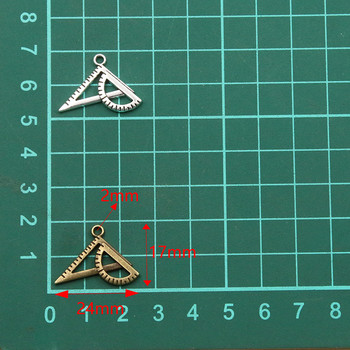 Μενταγιόν μελέτης 20 τμχ 17*24mm μεταλλικό κράμα δύο χρωμάτων χάρακας τρίγωνο κυκλικό γούρι για κοσμήματα κατασκευής χειροποίητων χειροτεχνιών