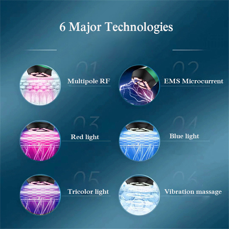 RF električni masažer za lice LED svjetlosna terapija Lifting lica Zatezanje protiv bora Smanjenje sitnih linija Alat za njegu pomlađivanja kože