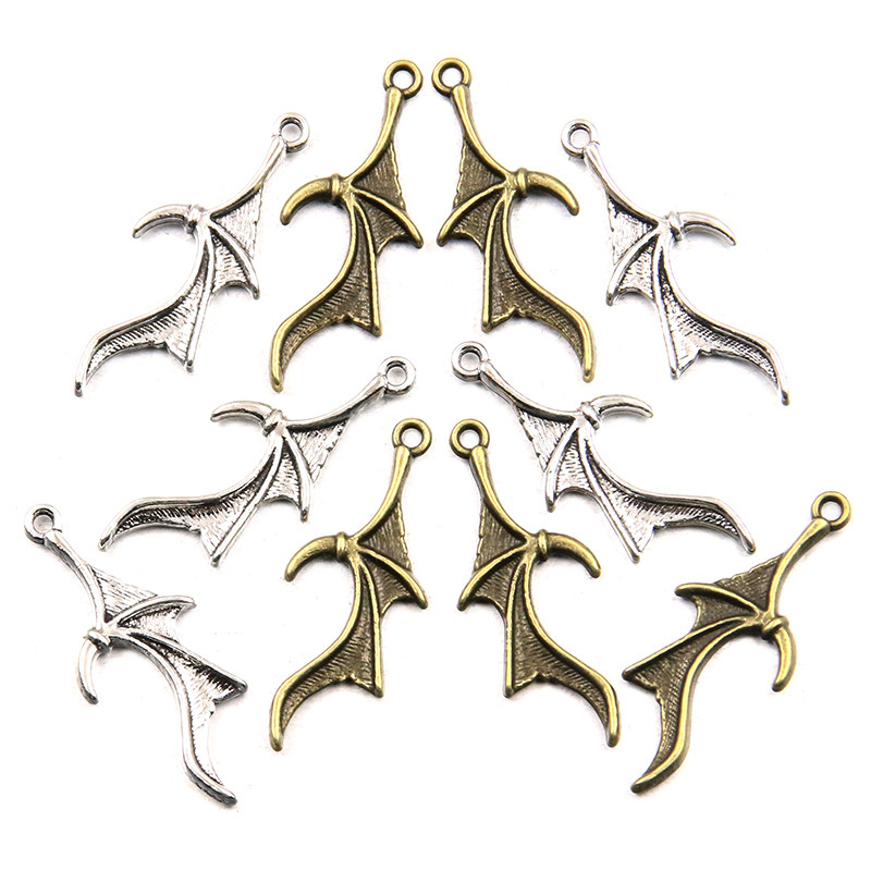 30 tk 13 * 31 mm 2 värvi hulgimüük nahkhiire amuletid Loomade ripatsid Käsitsi valmistatud kaunistus vanaaegne isetegemise ehete leidmine