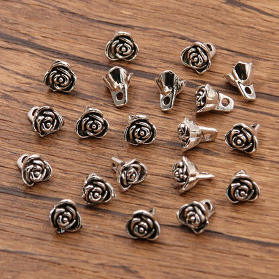 50 tk 6x8mm metallisulamist väike sõbrapäeva roosivõlu taimne ripats ehete valmistamiseks isetegemise jaoks käsitsi valmistatud käsitöö