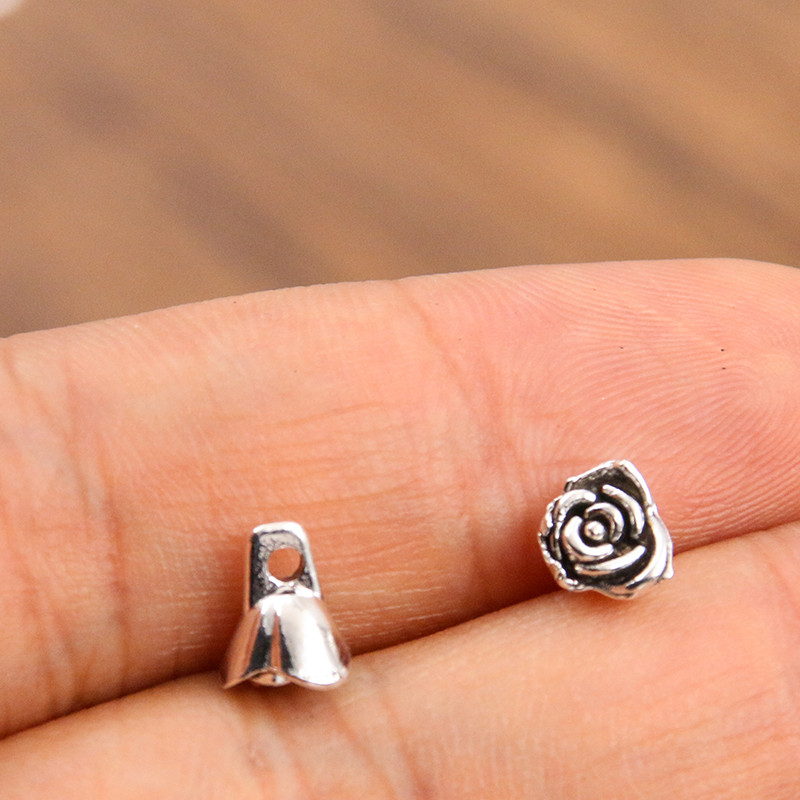 50 tk 6x8mm metallisulamist väike sõbrapäeva roosivõlu taimne ripats ehete valmistamiseks isetegemise jaoks käsitsi valmistatud käsitöö