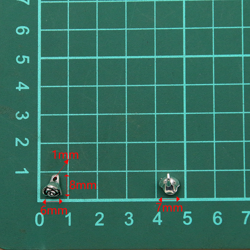 50 tk 6x8mm metallisulamist väike sõbrapäeva roosivõlu taimne ripats ehete valmistamiseks isetegemise jaoks käsitsi valmistatud käsitöö