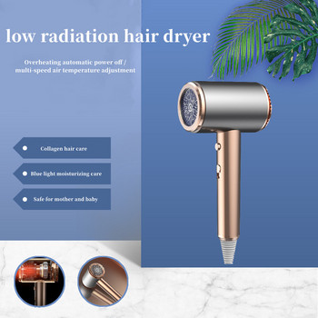 Високомощен оригинален сешоар 2023 г. Ниска радиация Ултра тиха йонна грижа за косата Бързо изсушаване с концентратор, 3 настройки на топлина