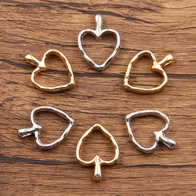 10 tk 13 * 24 mm metallisulamist Uus toode Kahevärviline südamevõlu õõnes ripats ehete valmistamiseks DIY käsitsi valmistatud käsitöö
