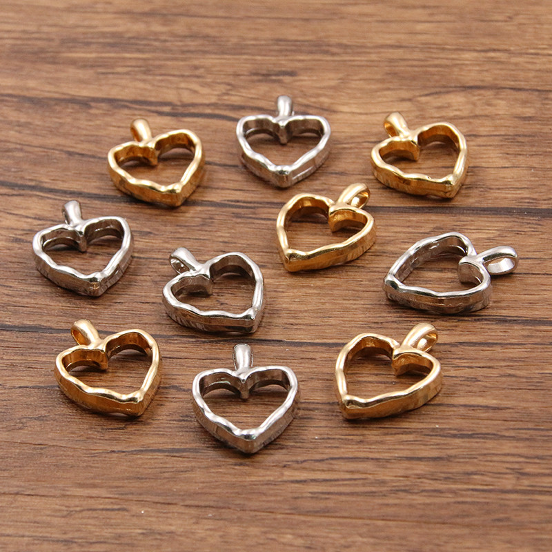 10 tk 13 * 24 mm metallisulamist Uus toode Kahevärviline südamevõlu õõnes ripats ehete valmistamiseks DIY käsitsi valmistatud käsitöö