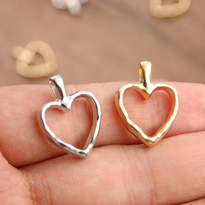 10 tk 13 * 24 mm metallisulamist Uus toode Kahevärviline südamevõlu õõnes ripats ehete valmistamiseks DIY käsitsi valmistatud käsitöö