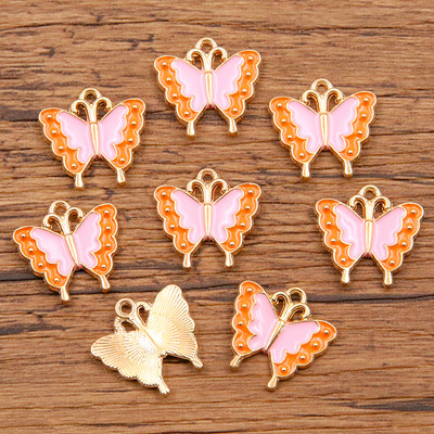 10PCS 5 boja 17*18MM legura metala Drop Oil Šareni leptir privjesak Životinjski privjesak za DIY narukvicu Ogrlica Izrada nakita