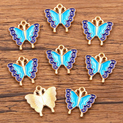 10PCS 5 boja 17*18MM legura metala Drop Oil Šareni leptir privjesak Životinjski privjesak za DIY narukvicu Ogrlica Izrada nakita