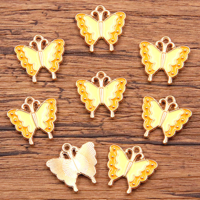 10PCS 5 boja 17*18MM legura metala Drop Oil Šareni leptir privjesak Životinjski privjesak za DIY narukvicu Ogrlica Izrada nakita