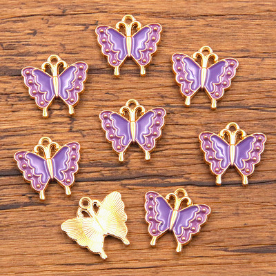 10PCS 5 boja 17*18MM legura metala Drop Oil Šareni leptir privjesak Životinjski privjesak za DIY narukvicu Ogrlica Izrada nakita