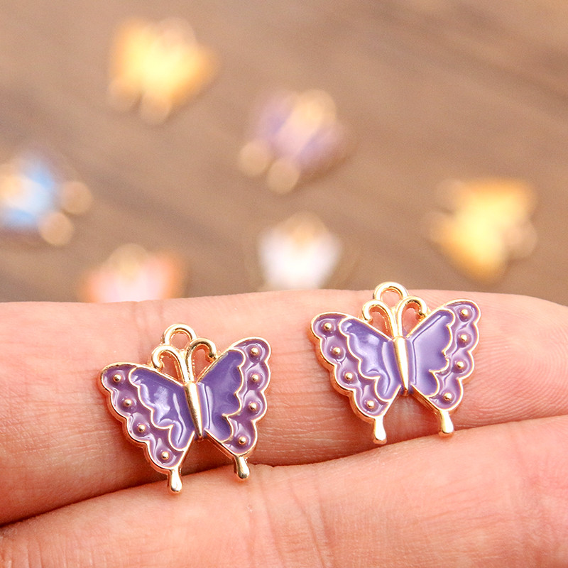 10PCS 5 boja 17*18MM legura metala Drop Oil Šareni leptir privjesak Životinjski privjesak za DIY narukvicu Ogrlica Izrada nakita
