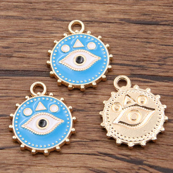 10 τμχ 18Χ21 χιλιοστά 5 Χρώματα Κράμα μετάλλου Στρογγυλή Γαλοπούλα Eye Medal Charm Pendants For Women Earrings Κολιέ Βραχιόλι Making DIY Findings
