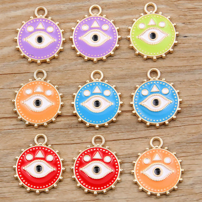10tk 18X21mm 5 värvi sulam metallist ümmargune Türgi silma medal võluripatsid naistele kõrvarõngad kaelakee käevõru isetegemise leiud