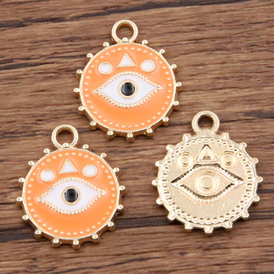 10tk 18X21mm 5 värvi sulam metallist ümmargune Türgi silma medal võluripatsid naistele kõrvarõngad kaelakee käevõru isetegemise leiud