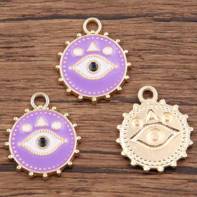 10tk 18X21mm 5 värvi sulam metallist ümmargune Türgi silma medal võluripatsid naistele kõrvarõngad kaelakee käevõru isetegemise leiud