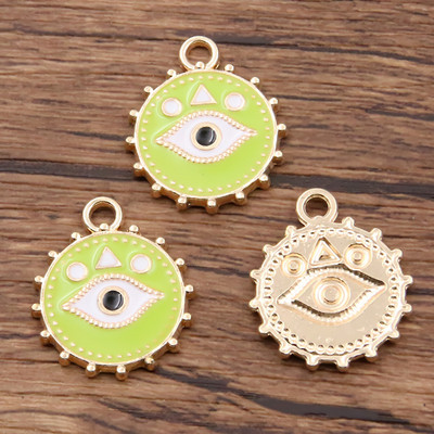 10tk 18X21mm 5 värvi sulam metallist ümmargune Türgi silma medal võluripatsid naistele kõrvarõngad kaelakee käevõru isetegemise leiud