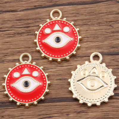 10tk 18X21mm 5 värvi sulam metallist ümmargune Türgi silma medal võluripatsid naistele kõrvarõngad kaelakee käevõru isetegemise leiud