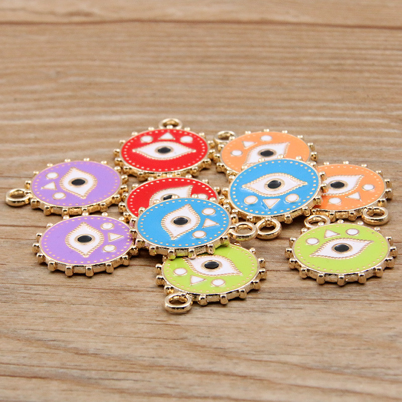 10tk 18X21mm 5 värvi sulam metallist ümmargune Türgi silma medal võluripatsid naistele kõrvarõngad kaelakee käevõru isetegemise leiud
