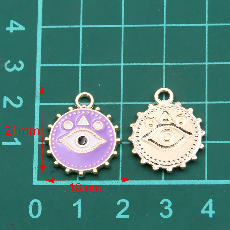 10tk 18X21mm 5 värvi sulam metallist ümmargune Türgi silma medal võluripatsid naistele kõrvarõngad kaelakee käevõru isetegemise leiud