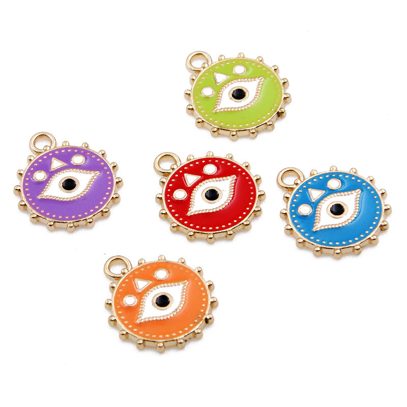 10tk 18X21mm 5 värvi sulam metallist ümmargune Türgi silma medal võluripatsid naistele kõrvarõngad kaelakee käevõru isetegemise leiud