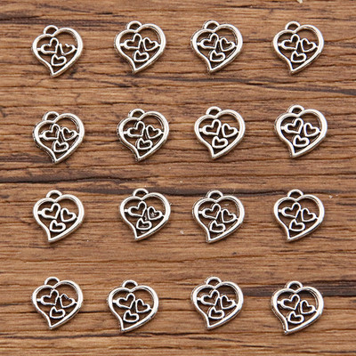 60 TK 2 Suurus Stiilis Pilt Värv Õõnes Südamed Puu Geomeetria Ripats Metallisulamist DIY Kaelakee Käevõru Kõrvarõnga Märgistus