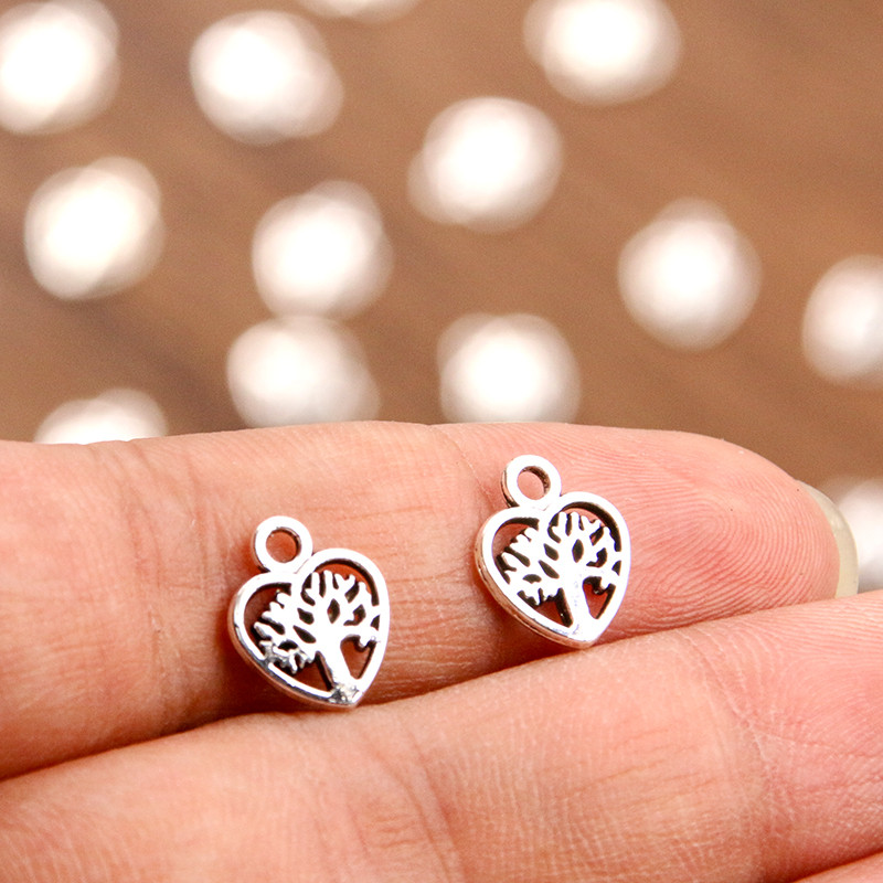 60 TK 2 Suurus Stiilis Pilt Värv Õõnes Südamed Puu Geomeetria Ripats Metallisulamist DIY Kaelakee Käevõru Kõrvarõnga Märgistus