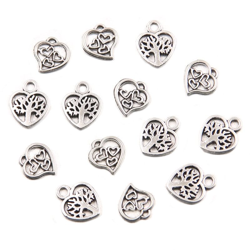 60 TK 2 Suurus Stiilis Pilt Värv Õõnes Südamed Puu Geomeetria Ripats Metallisulamist DIY Kaelakee Käevõru Kõrvarõnga Märgistus