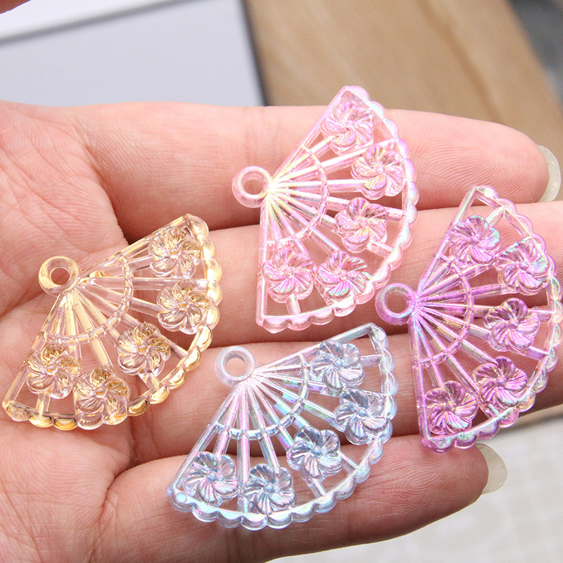 10kom 30*42mm 4 boje obostrani lepeza privezak smola cvijet ogrlica privjesak privjesak DIY pribor za izradu