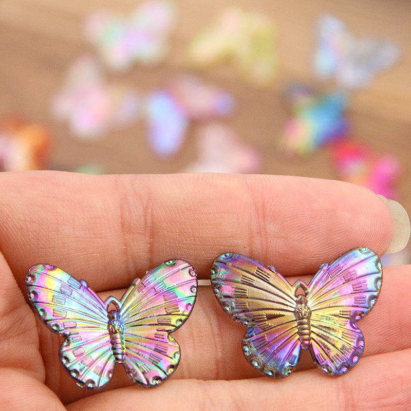 10 tk 23 * 30 mm 9 värvi astmeline liblikas vaigust kõrvarõngas võlusid isetegemise leiud 3D telefoni võtmehoidja käevõrud ripats ehete valmistamiseks