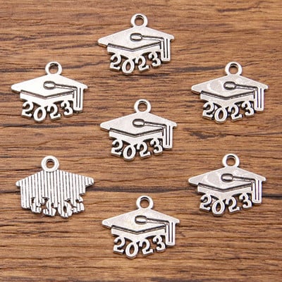 30 DB 14*18mm-es fémötvözet 2023 2024 2025 2026 Bachelor`s Hat Charms diplomás medál ékszerkészítéshez barkács, kézzel készített kézműves