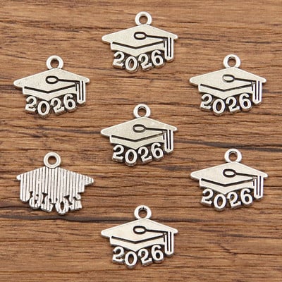 30 DB 14*18mm-es fémötvözet 2023 2024 2025 2026 Bachelor`s Hat Charms diplomás medál ékszerkészítéshez barkács, kézzel készített kézműves